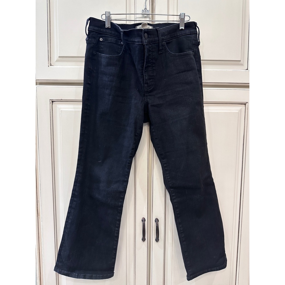 Madewell Mid-Rise Kick Out Jeans Black Flare Denim Size 30P